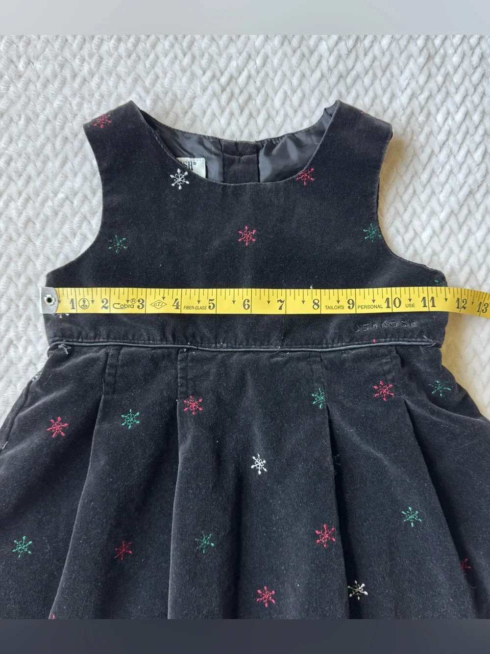 VTG 90's Y2K OshKosh B'Gosh Velvet Holiday Snowflake Dress 3T Black Embroidered